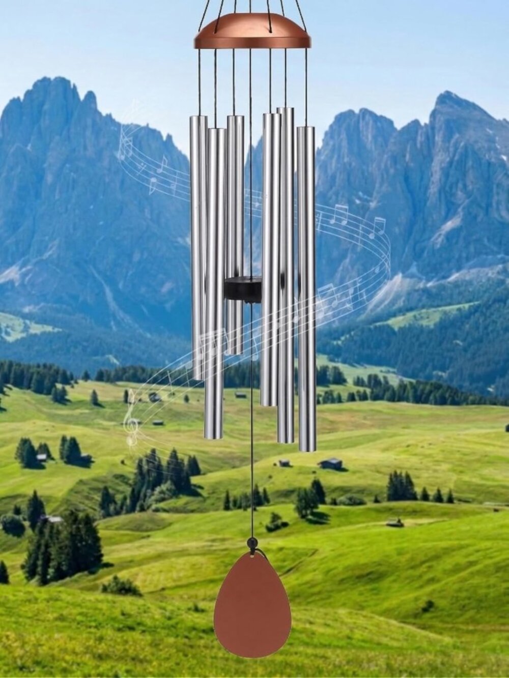 37” Large Silver Aluminum Wind Chimes for Outdoor Decor - Relaxing Sound & Style